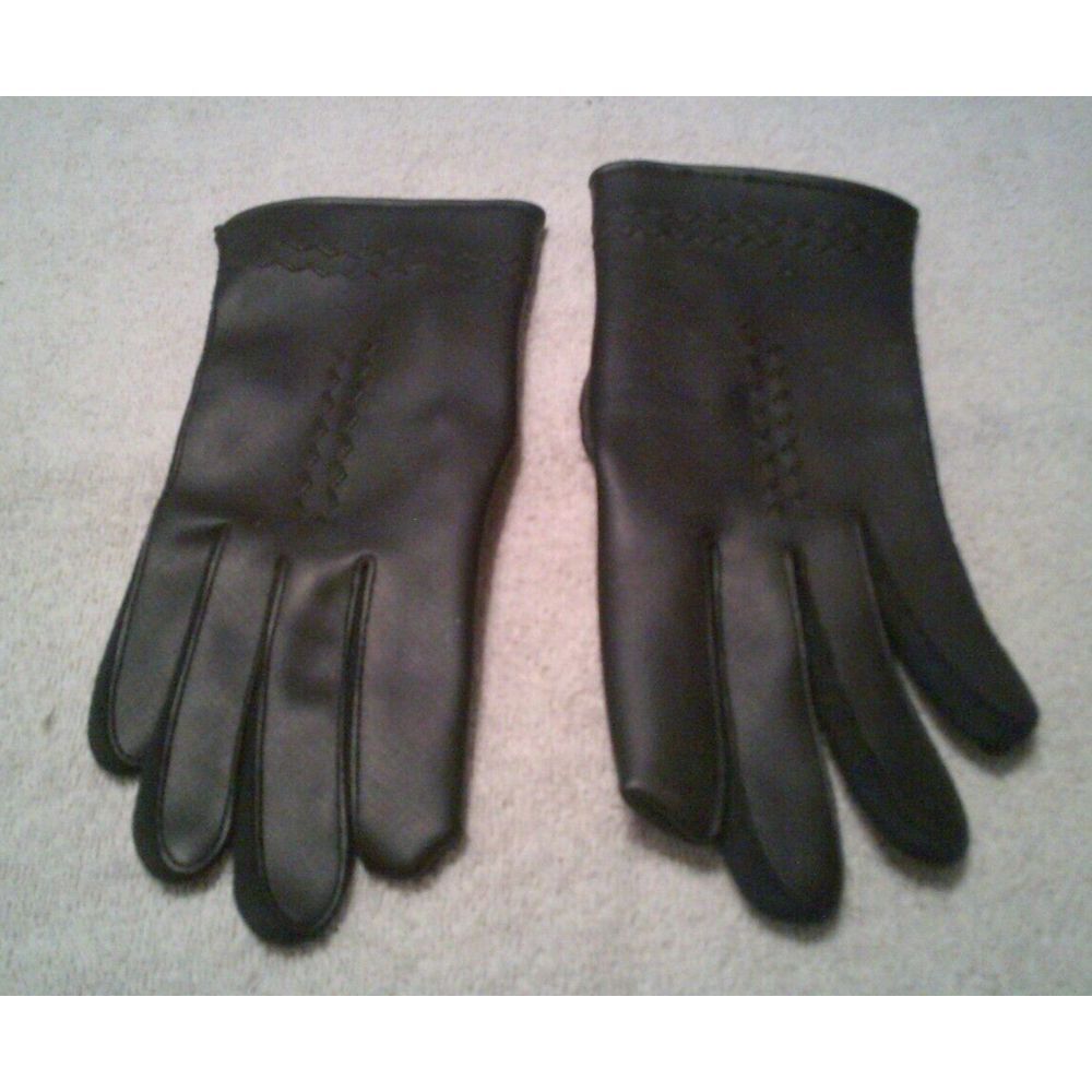 Vintage 9" women Black leather gloves